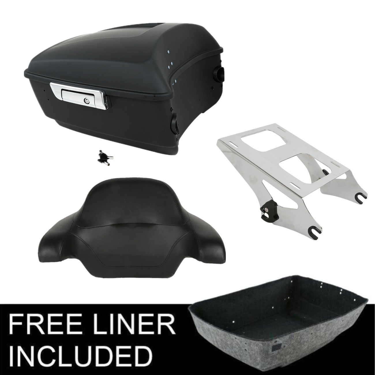 Matte Black King Trunk Backrest Two Up Mount Rack Fit For Harley Touring 14-2026