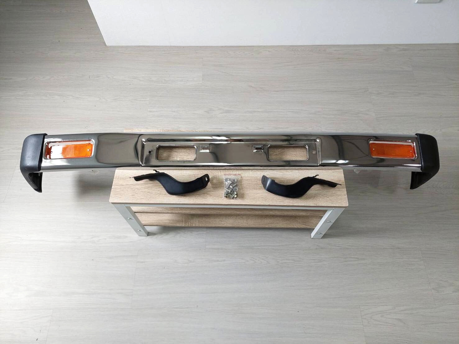 Chrome Front Bumper Lights Bracket set 3PCS type For Toyota 1984-86 Pickup 2WD