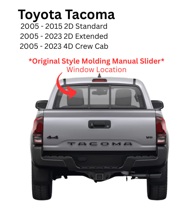 Fits 2005-2023 Toyota Tacoma Back Window Rear Slider Glass Original Style Look