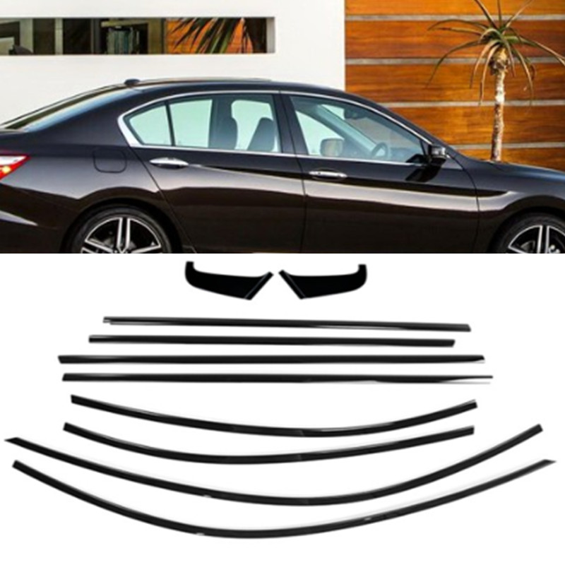 Window Strip Cover Trims Moulding Strip For Honda Accord 2013-2017 Gloss Black Window Strip Cover Trims Moulding Strip For Honda Accord 2013-2017 Gloss Black