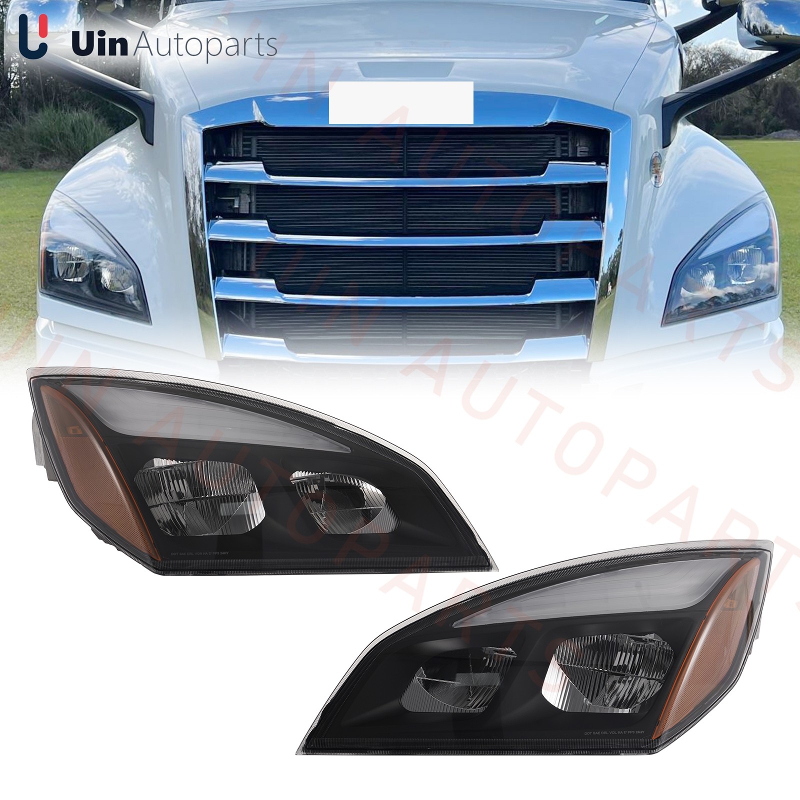 Pair Full LED Headlight For 2018-2024 Freightliner Cascadia