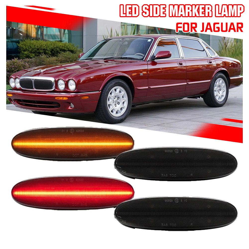 4x LED Smoked Front Rear Side Marker Light For 98-03 Jaguar XJ XJ8 XJR Sport VDP