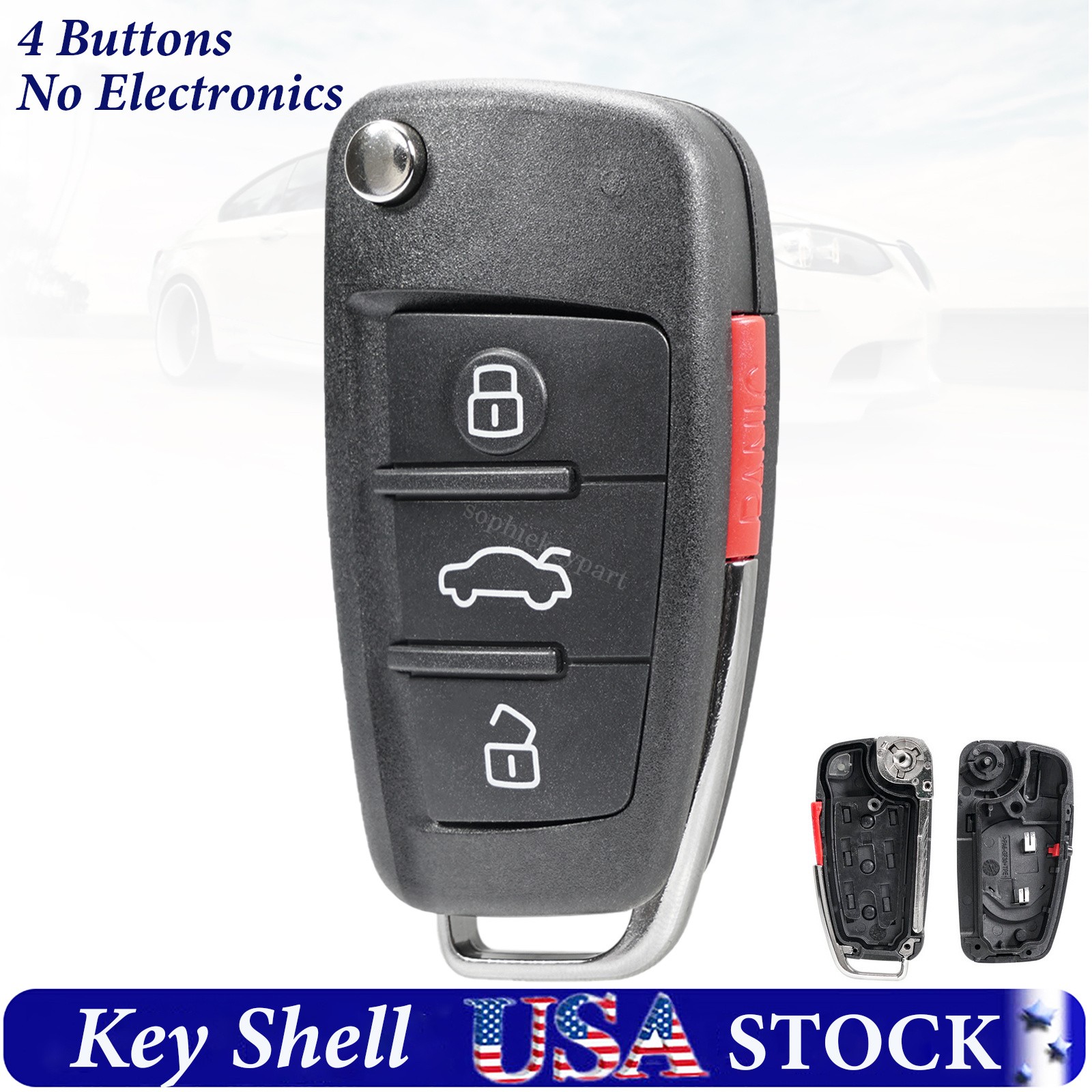 for 2006 2007 2008 2009 2010 Audi A4 A6 TT Q7 Flip Remote Key Fob Case Blade