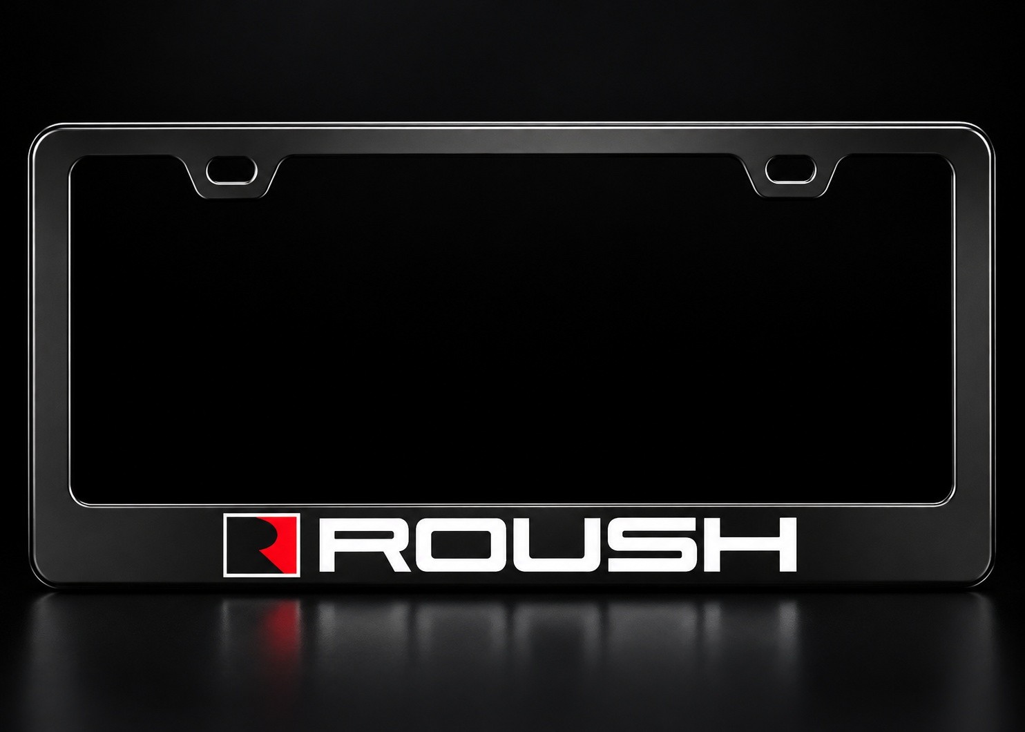 Roush Performance Logo License Plate Frame Satin Black Metal Mustang F150 Roush Performance Logo License Plate Frame Satin Black Metal Mustang F150