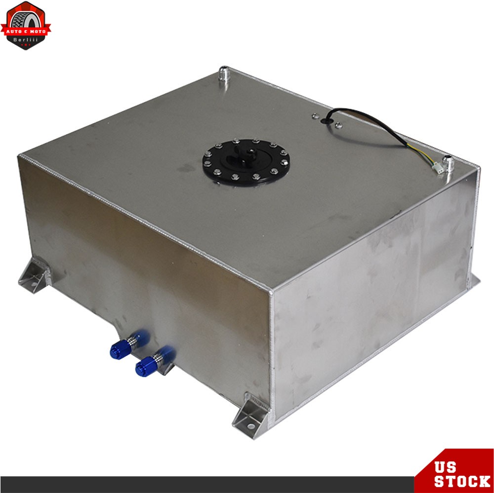 20 Gallon Lightweight Polished Aluminum Race Drift Fuel Cell Tank + Level Sender