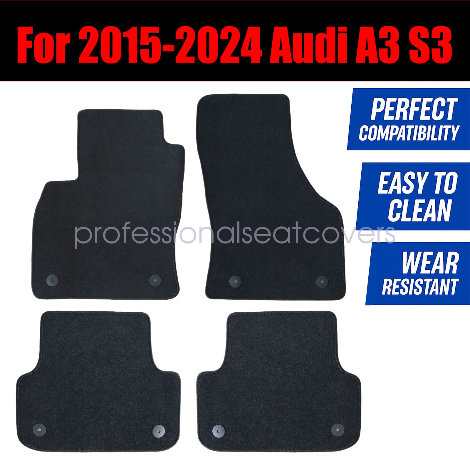 Front-Rear Floor Mats Carpet Velour Fits 2015 2016 2017 2018 2019 2020 Audi A3