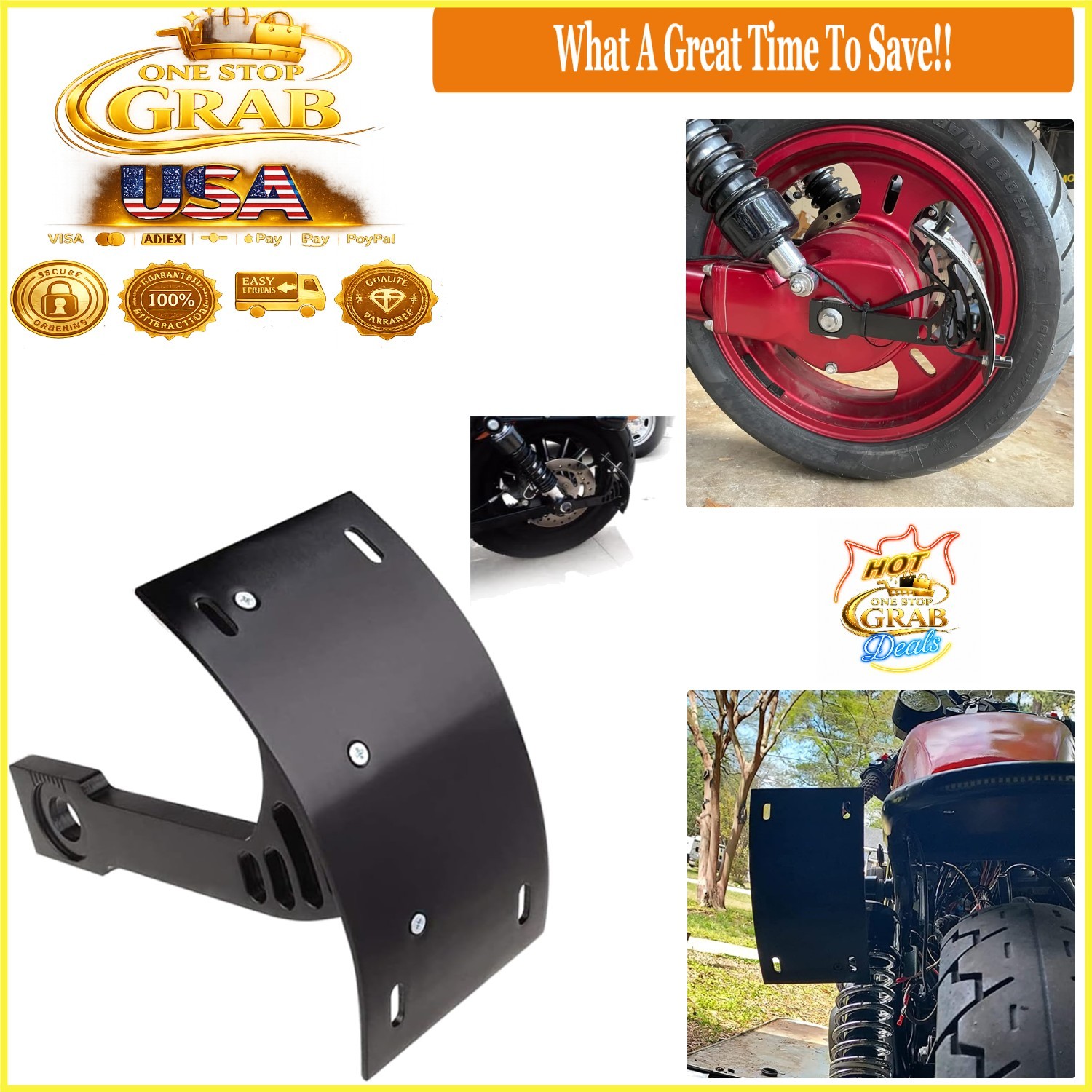 Black Aluminum Motorcycle Vertical Side Mount License Plate Holder Universal Fit