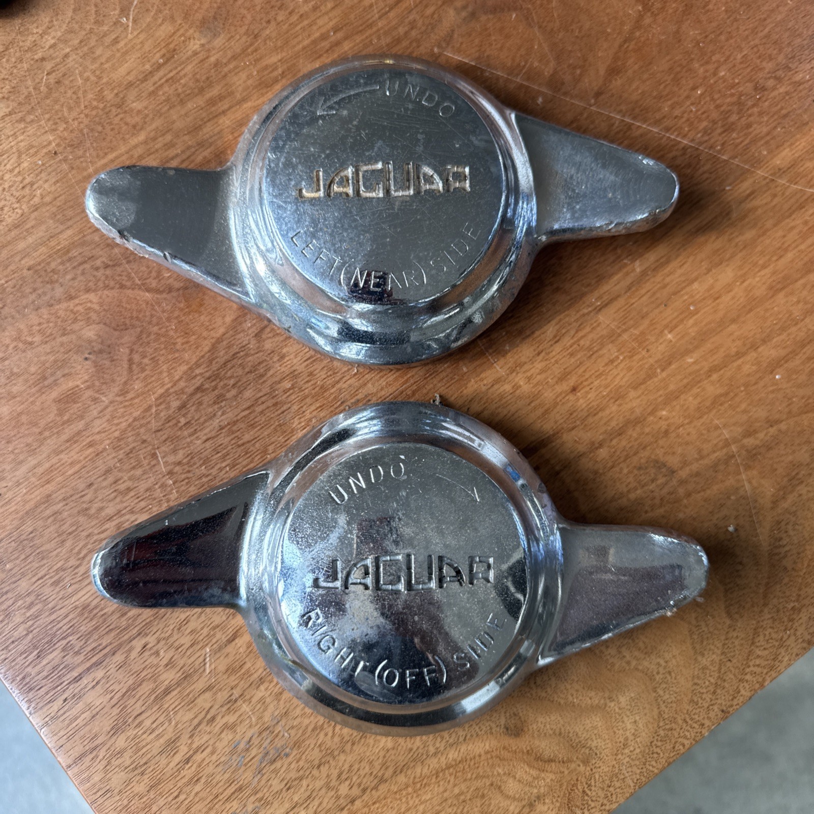 Vintage Jaguar 2 Ear Wire Wheel Knock Off Spinners LEFT RIGHT Pair Original