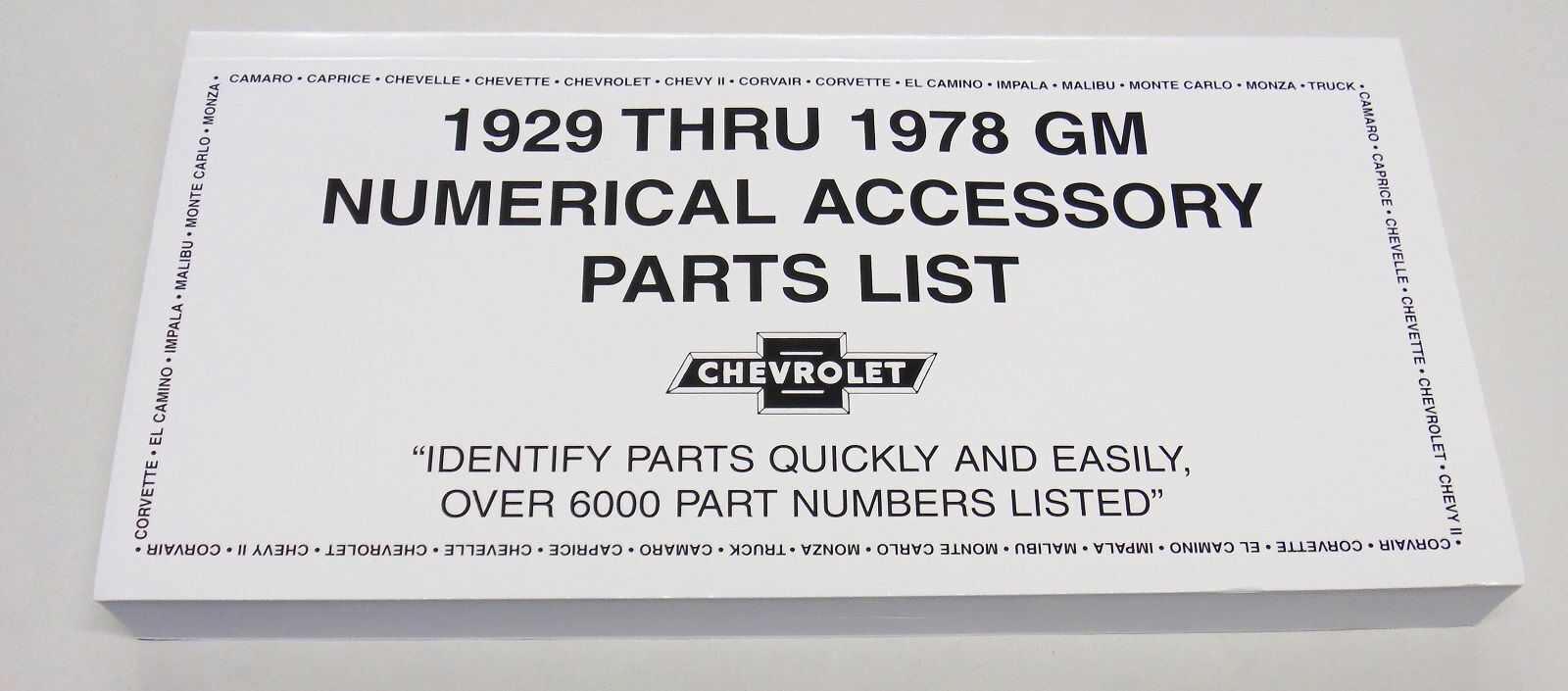 1929 - 1978 Chevy Chevrolet GM Original Accessory NOS Part Number Manual
