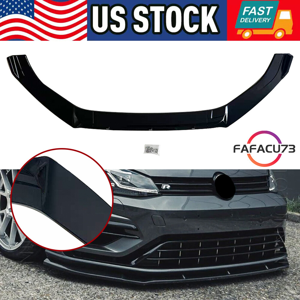 For 14-20 Volkswagen Golf GTI MK7 Gloss Black Front Bumper Splitter Spoiler Lip