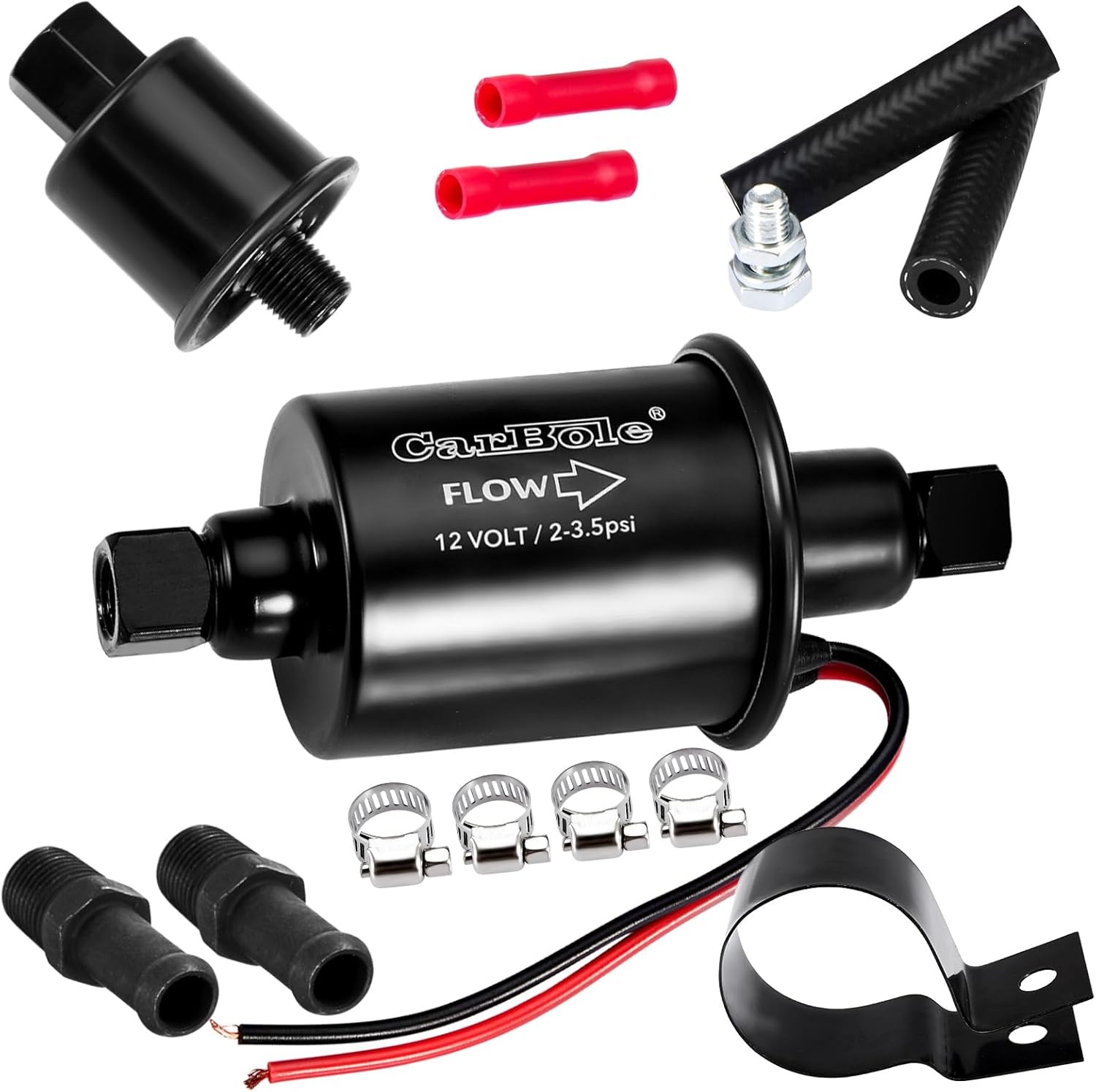 12V Low Pressure Inline Fuel Pump 2-3.5 PSI, Electric Universal Gasoline 12V Low Pressure Inline Fuel Pump 2-3.5 PSI, Electric Universal Gasoline