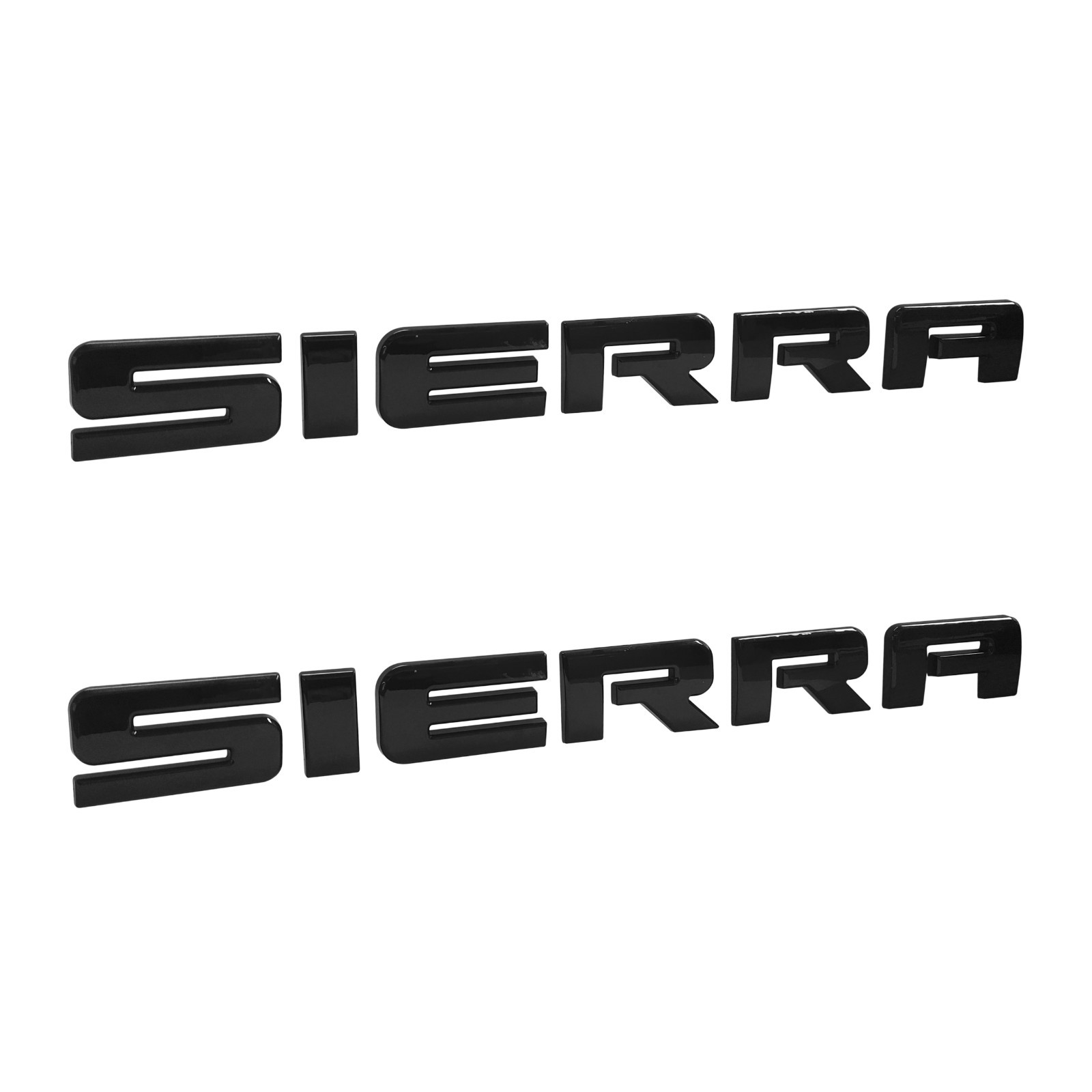 2PC Chrome Black Letter Emblem Badge for Sierra 3D Nameplate Front Door Tailgate