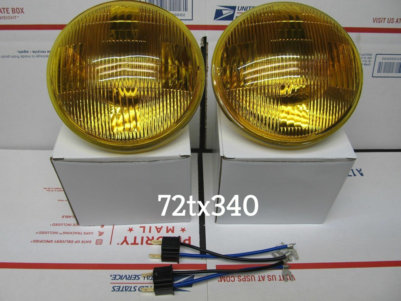 VINTAGE DARK AMBER headlights 5 3/4 FOR CHEVY DODGE GMC FORD TRUCK replaces 5001