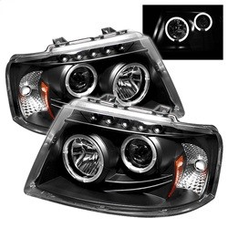 Spyder Auto 5010117 Black/Clear Halo Projector Headlights for 03-06 Expedition