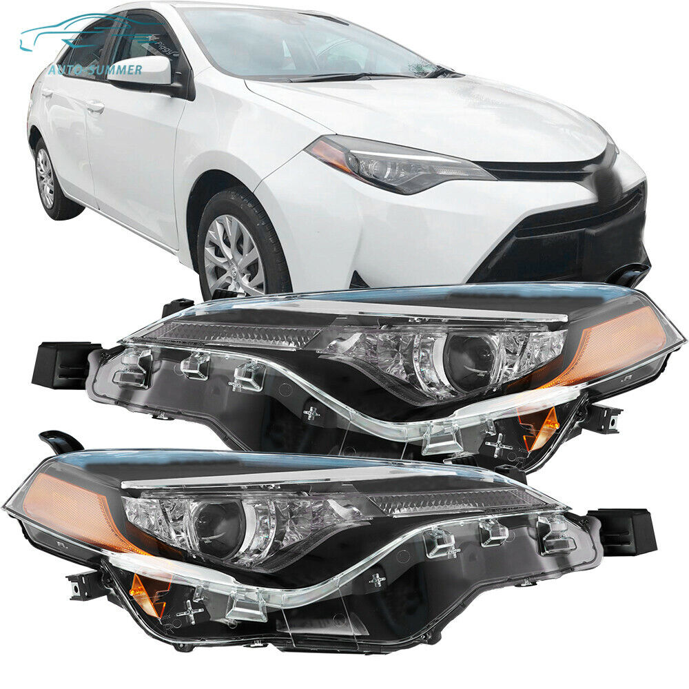 Pair Headlight For 2017 18-2019 Toyota Corolla L/Le/Le Eco  Halogen Left Right