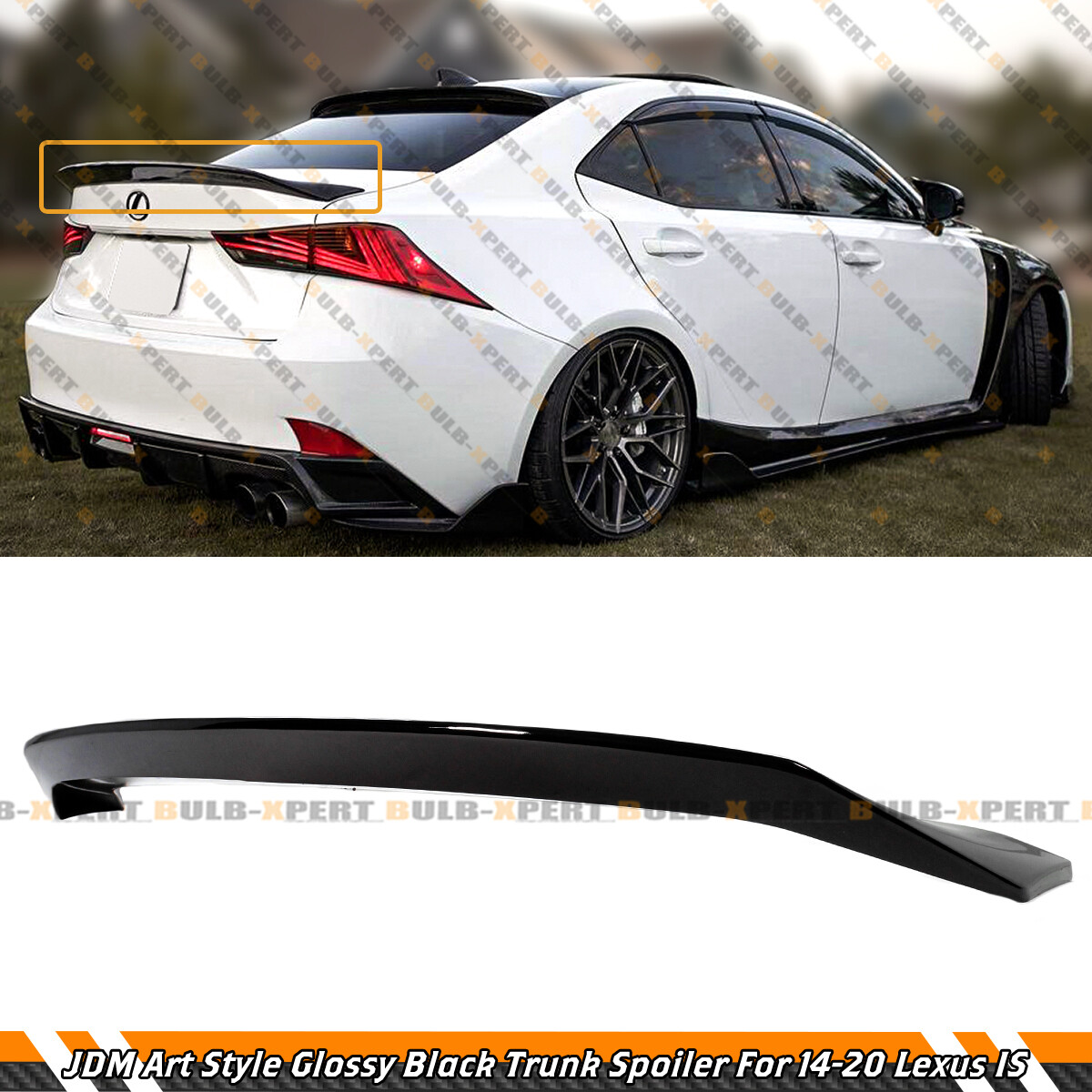 AR STYLE HIGH KICK GLOSS BLACK TRUNK SPOILER FOR 14-2020 LEXUS IS300 IS350 IS200