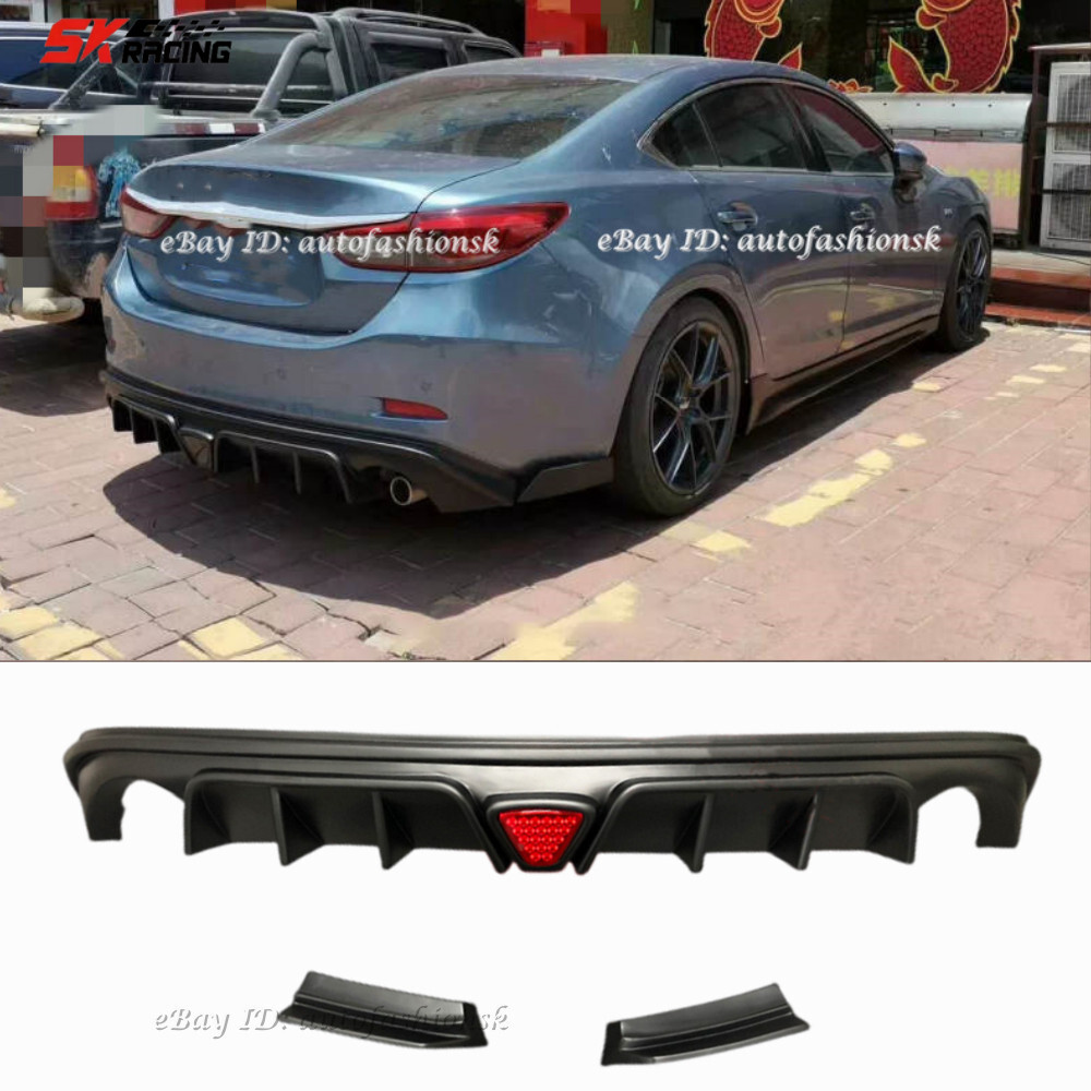 For Mazda 6 Atenza Sedan 2014-2017 Gloss Black Rear Bumper Lip Diffuser Bodykit 