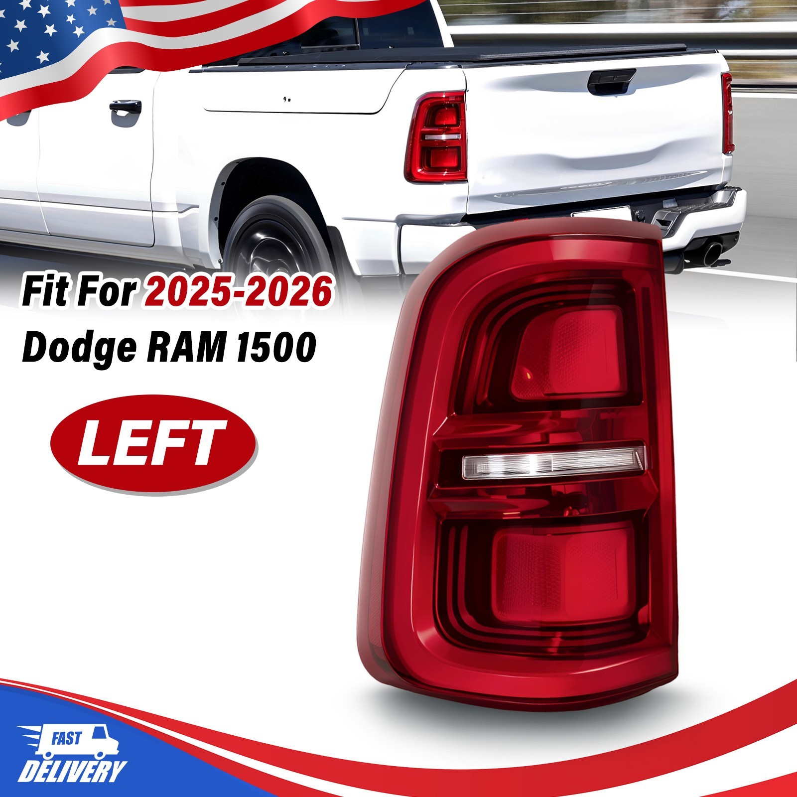 Left Driver Side Full LED Tail Light 68531051AB For 2025 2026 Dodge Ram 1500 US
