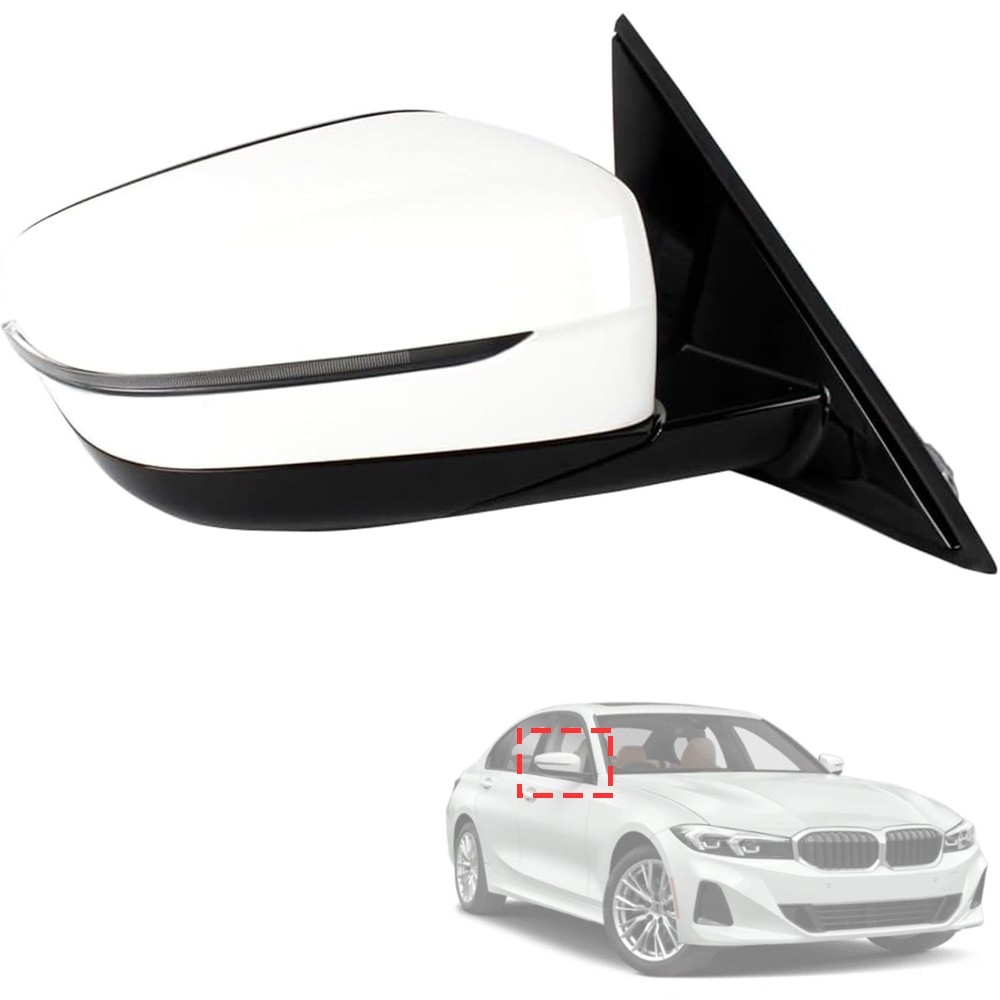 Right Passenger Side Mirror w/ Blind Spot For 2019-2023 BMW 320i 330i 330e White