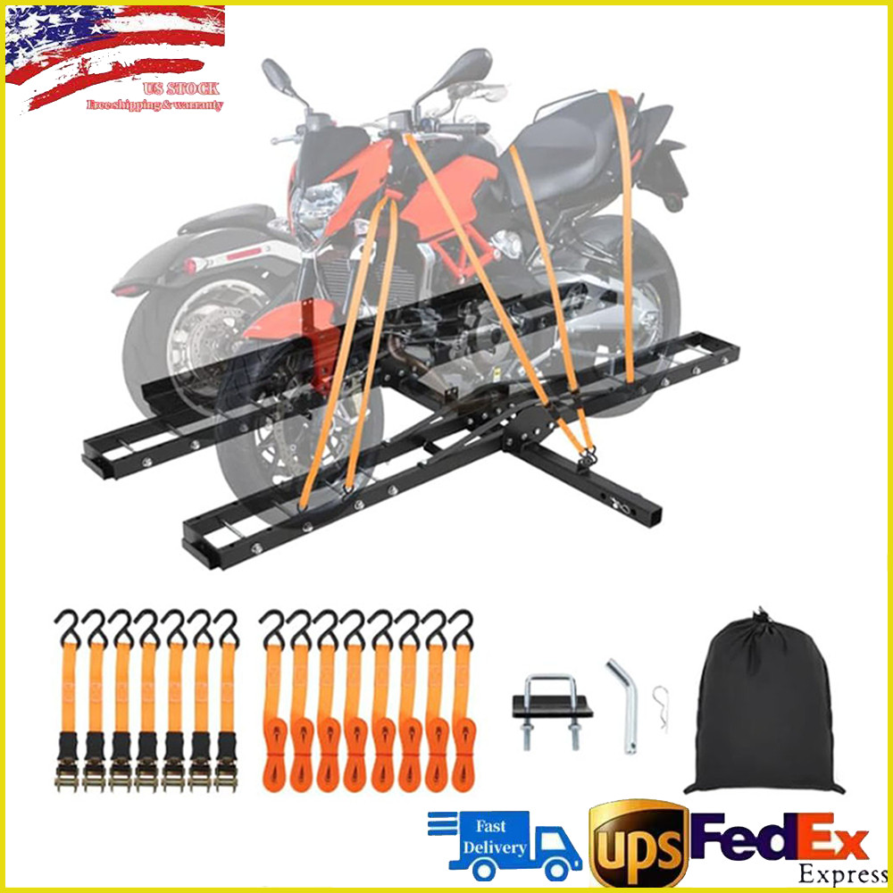 600 LBS Heavy Duty Motorcycle Hitch Carrier Universal Dirt Bike Rack with Ramp