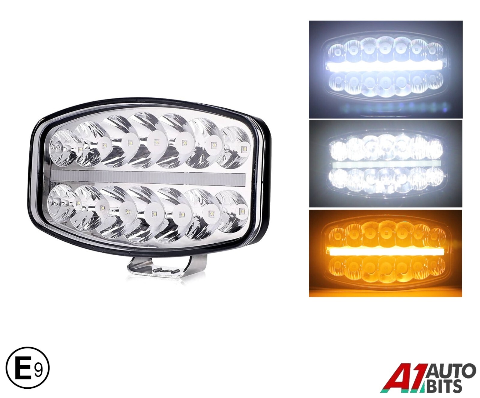 X1 Fit Scania Volvo Daf Man 24v 10\'\' Jumbo Spot Light Led Drl White + Amber E9 X1 Fit Scania Volvo Daf Man 24v 10\'\' Jumbo Spot Light Led Drl White + Amber E9