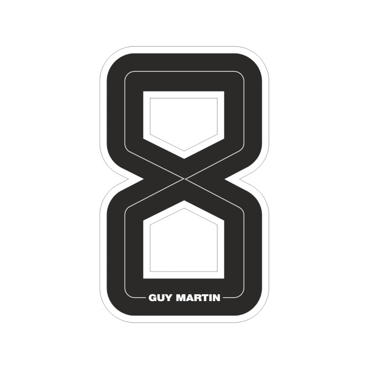SW A Gloss Laminate sticker of the number 8 for rider Guy Martin X-Large 