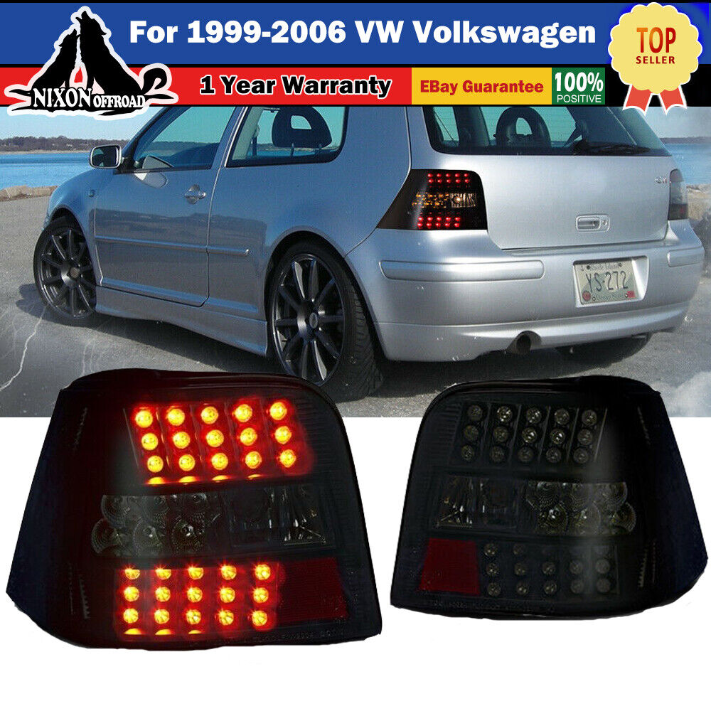 Fit For 1999-2006 VW Volkswagen Golf GTI MK4 LED Brake Tail Lights Smoke Lens
