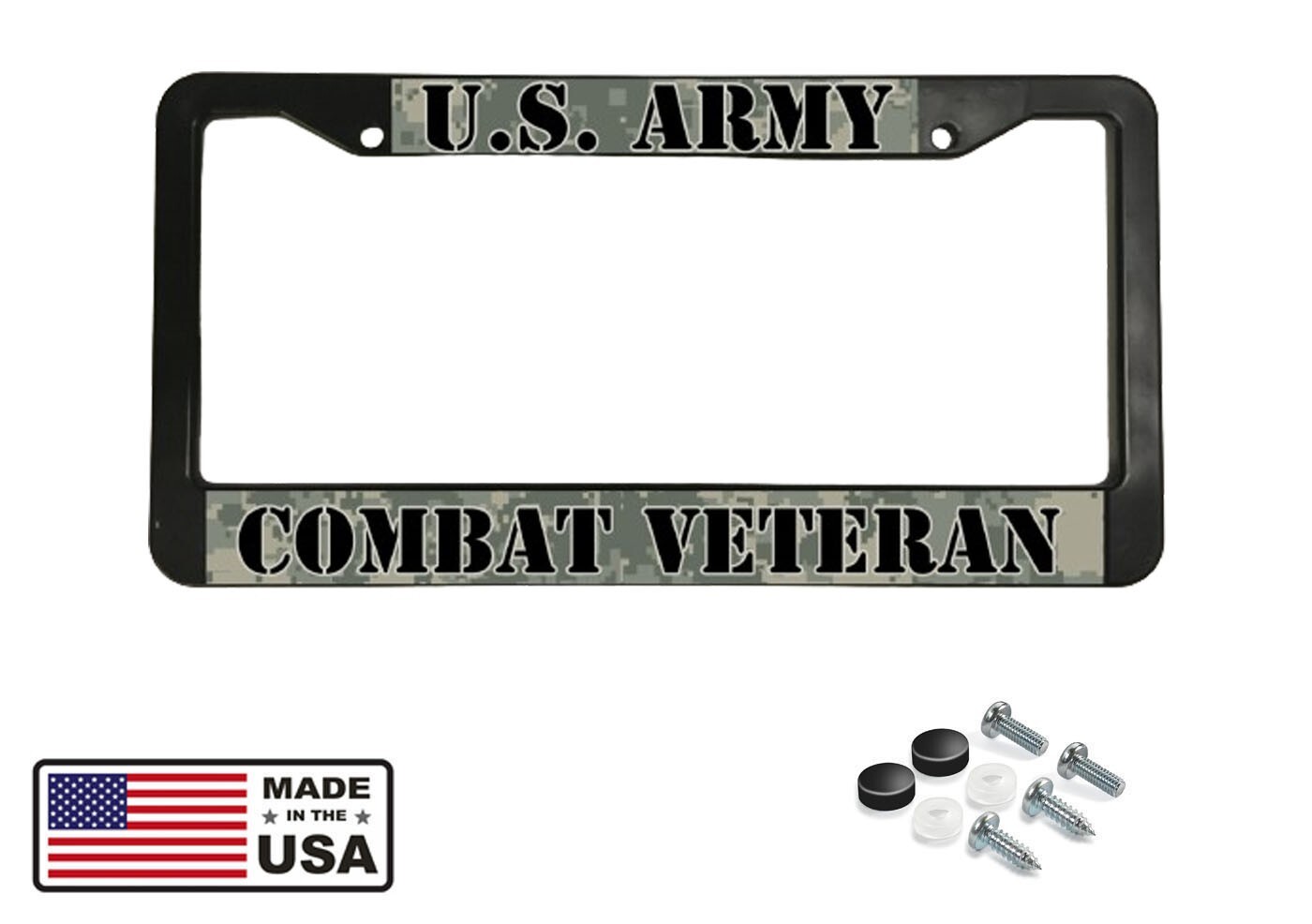 USA US ARMY Combat Vet Veteran American Camp America Black License Plate Frame 