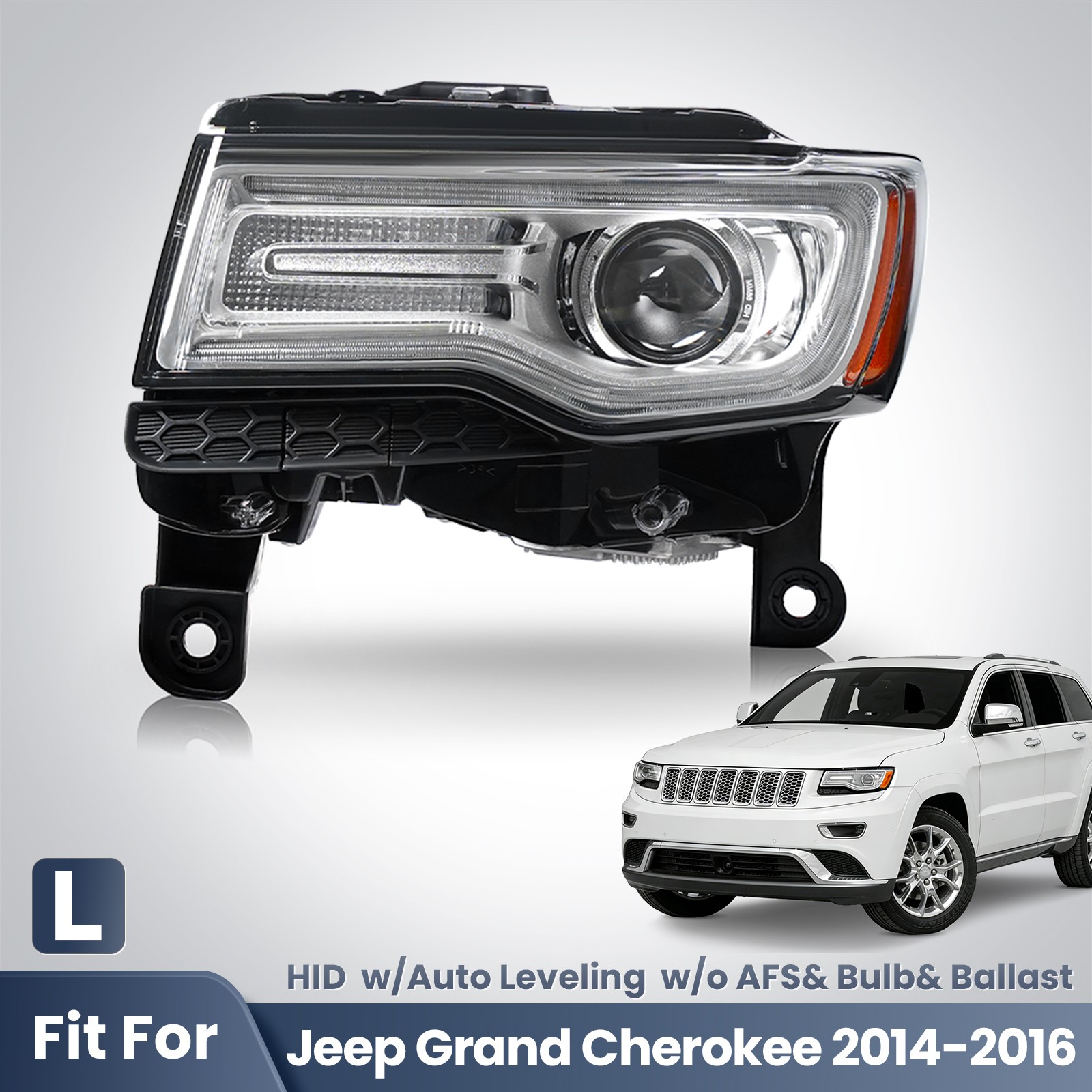 2014-2016 Jeep Grand Cherokee HID/Xenon Headlight Left Driver Side 68111001AM 2014-2016 Jeep Grand Cherokee HID/Xenon Headlight Left Driver Side 68111001AM