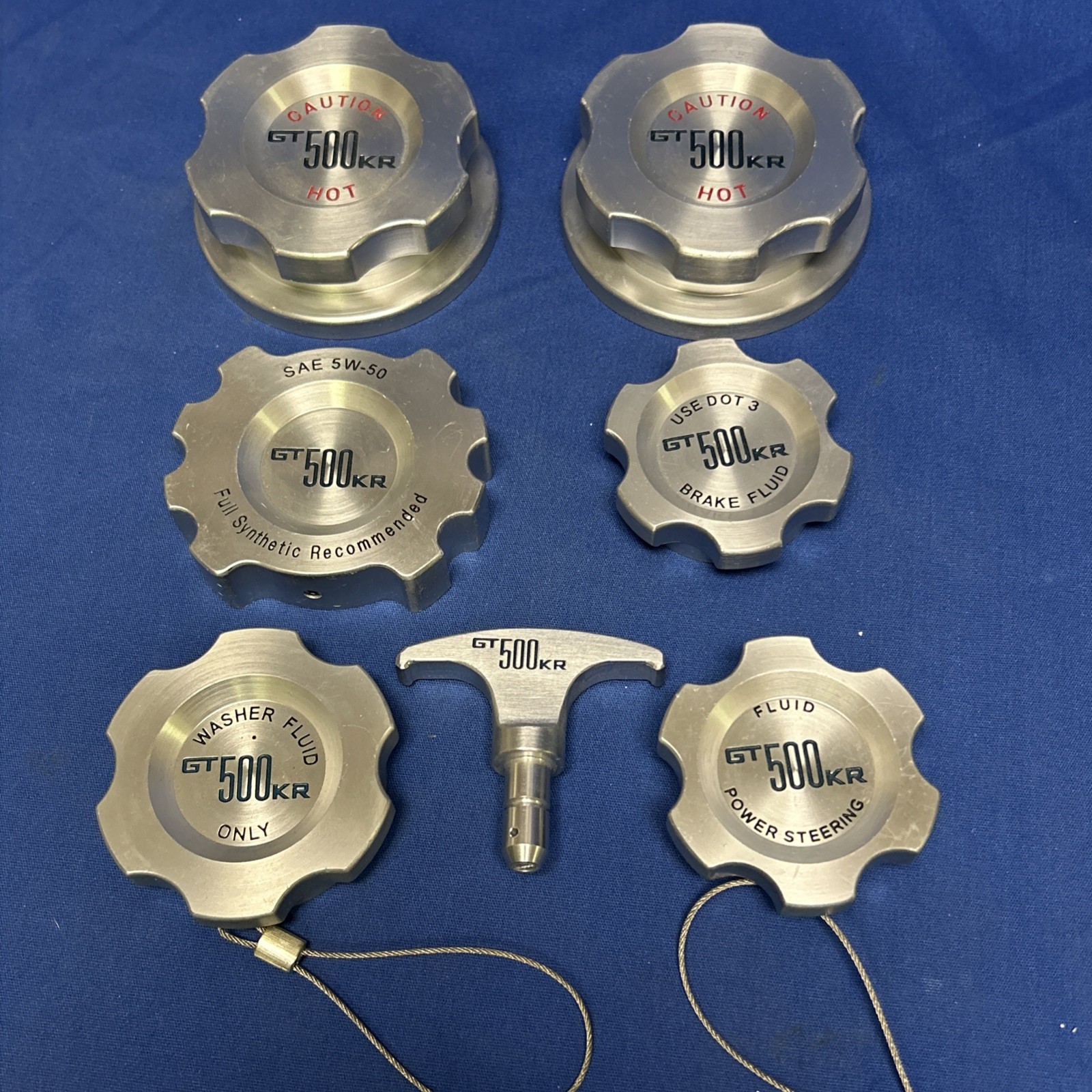 Rare 7 piece Shelby GT500KR Billet Aluminum Engine Cap Set Synthetic oil