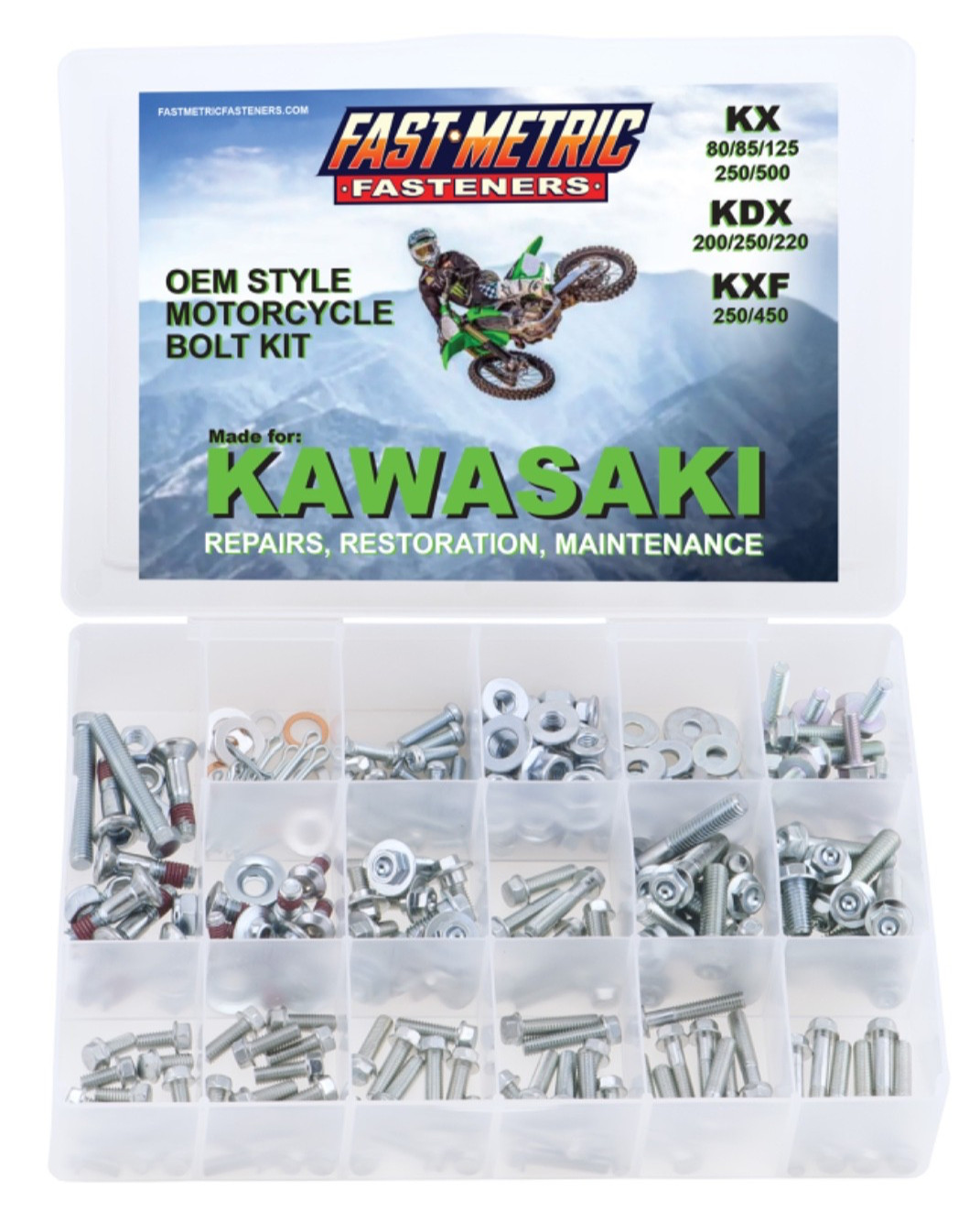 250pc Kawasaki KX Bolt Kit 60 65 80 85 100 125 250 400 420 500 engine frame body 250pc Kawasaki KX Bolt Kit 60 65 80 85 100 125 250 400 420 500 engine frame body