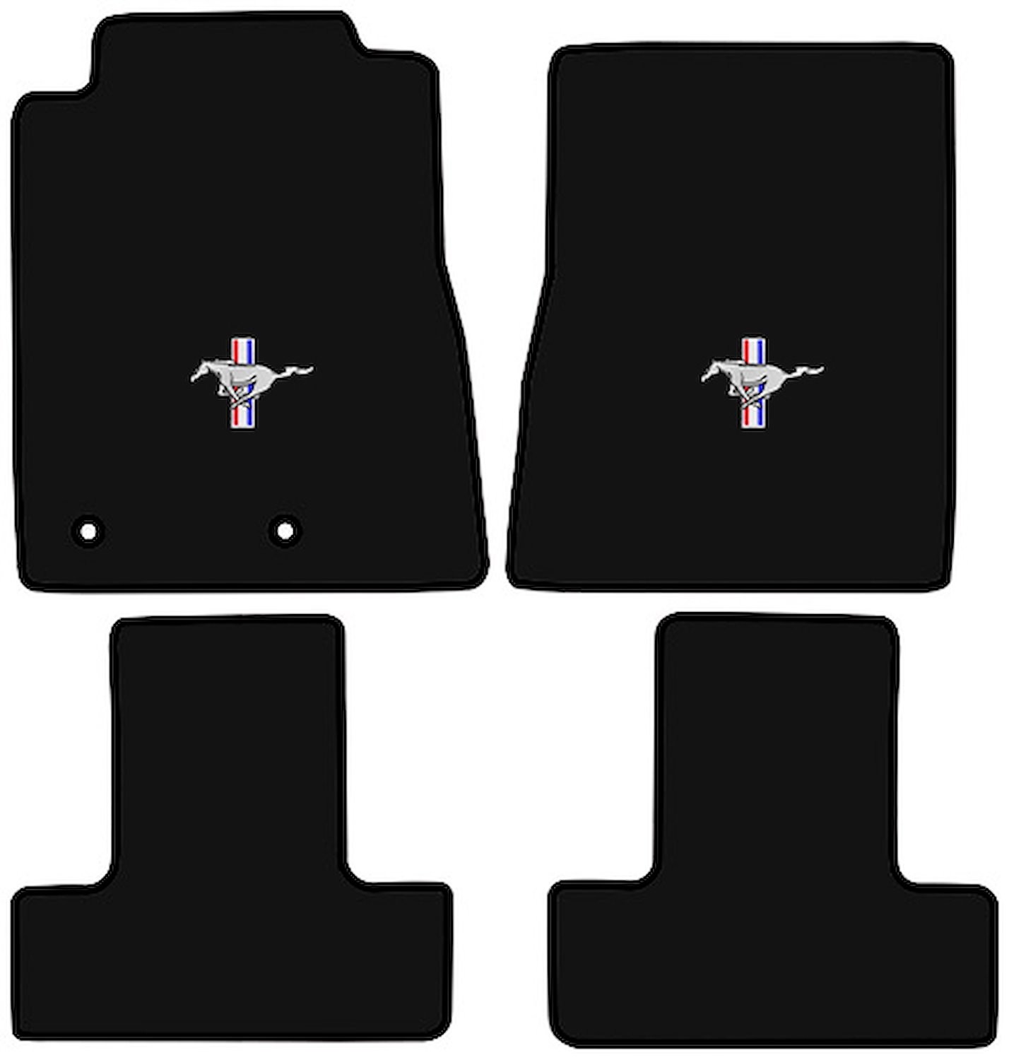 JEGS Molded Cut Pile Floor Mats for 2010-2014 Ford Mustang [Silver Running Pony