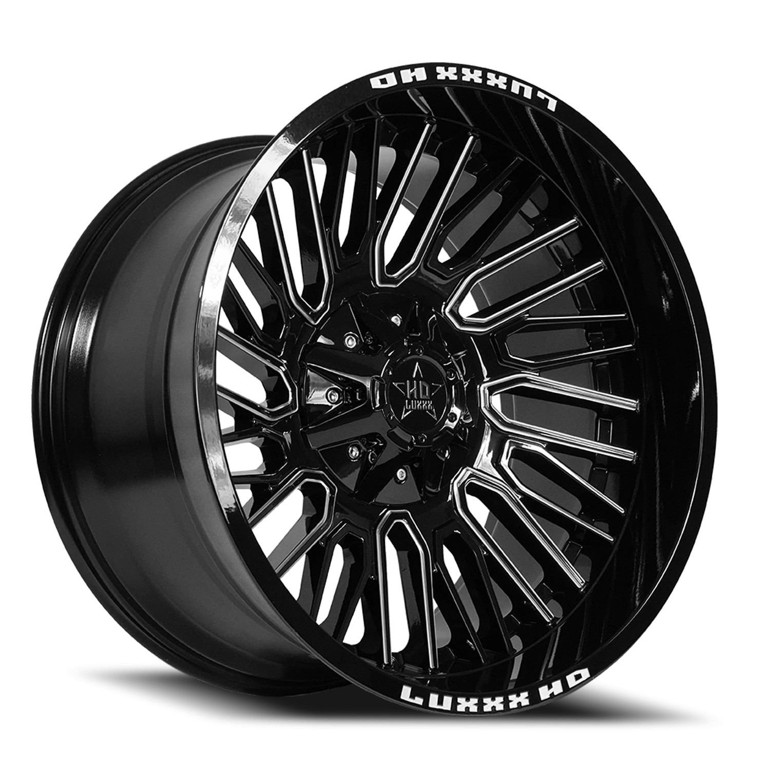 22x12 Luxxx HD LHD28 Gloss Black Milled Wheels 6x135-5.5 (-44mm) Set of 4