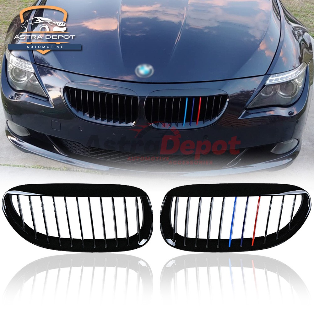 Glossy Black M-Color Front Kidney Grill for 2004-2010 BMW E63 E64 M6 650i 645ci
