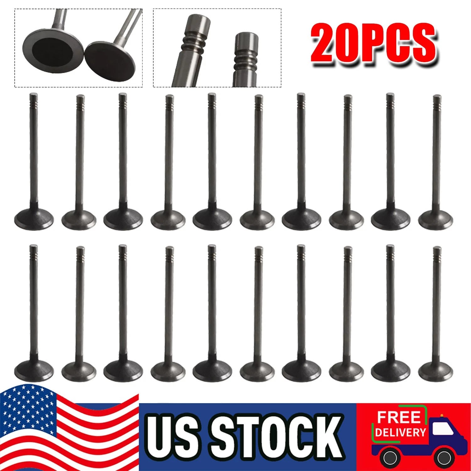 20pcs Intake Exhaust Valves for Volvo S40 S60 2.5L L5 T5 S70 S80 Engine Valve US