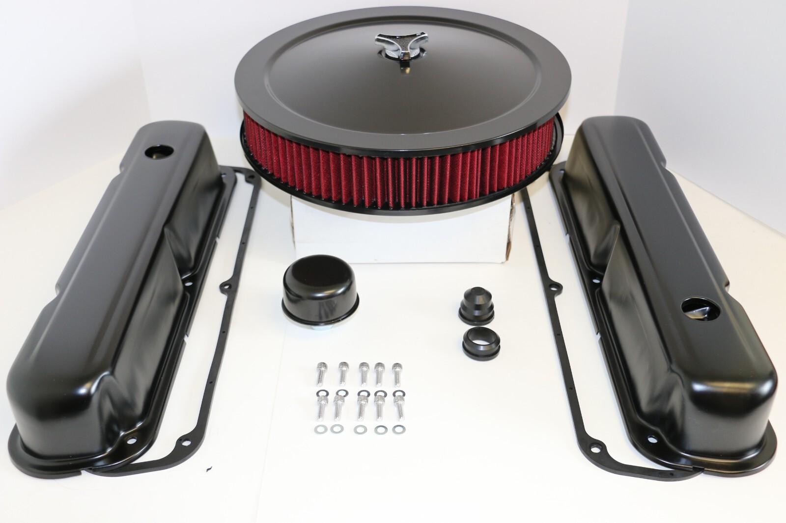 SB Chrysler Black Engine Dress Up Kit Valve Covers Washable Air Cleaner 318 340