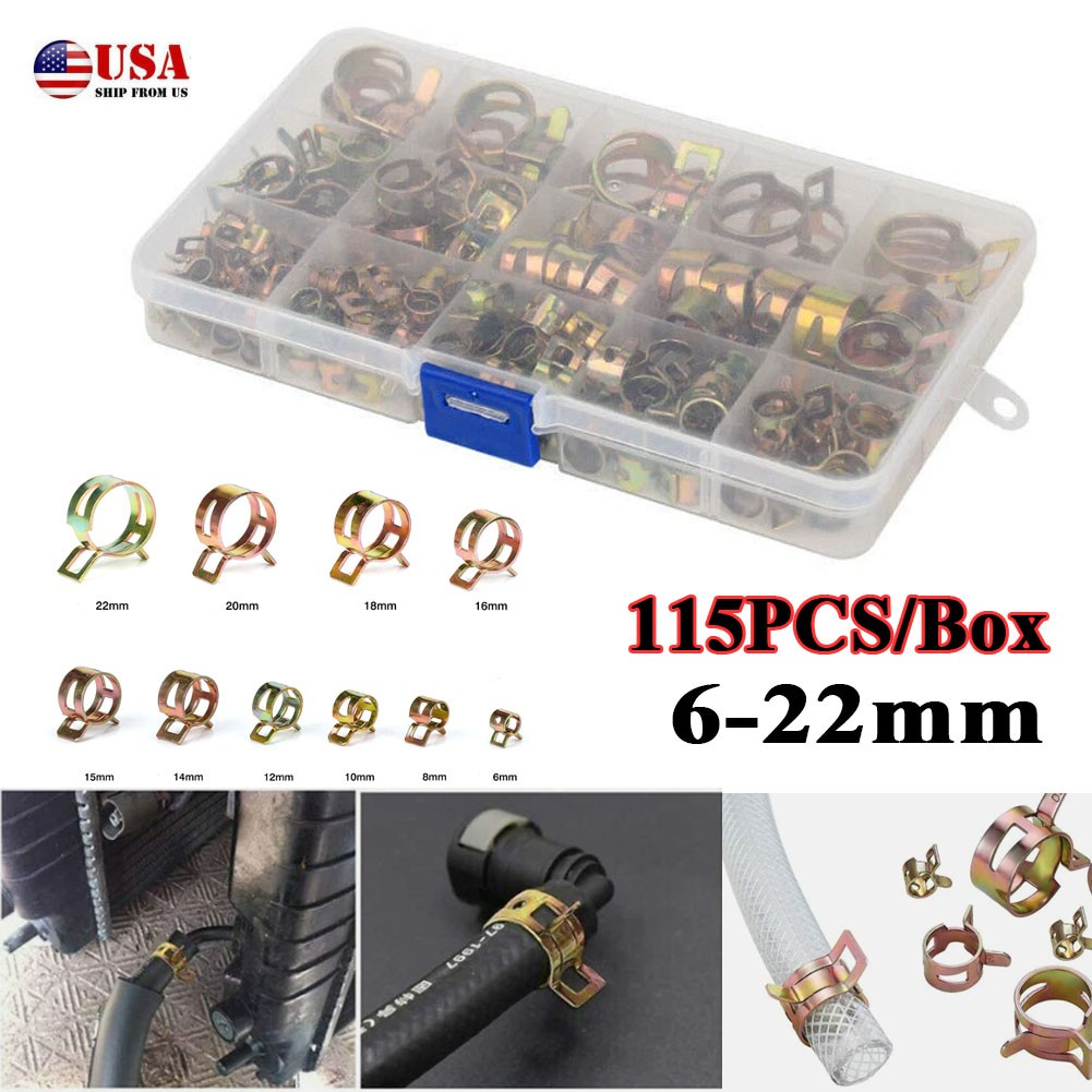 115PCS 6-22mm Car Fuel Silicone Vacuum Line Hose Spring Clip Clamps Fasteners 115PCS 6-22mm Car Fuel Silicone Vacuum Line Hose Spring Clip Clamps Fasteners