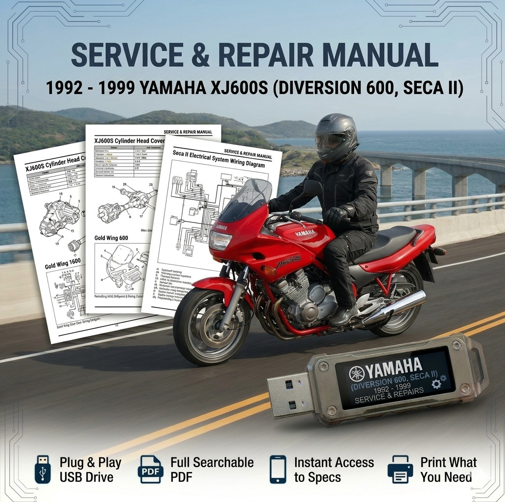 YAMAHA XJ600S DIVERSION 600 SECA II 1992 - 1999 SERVICE REPAIR SHOP MANUAL USB