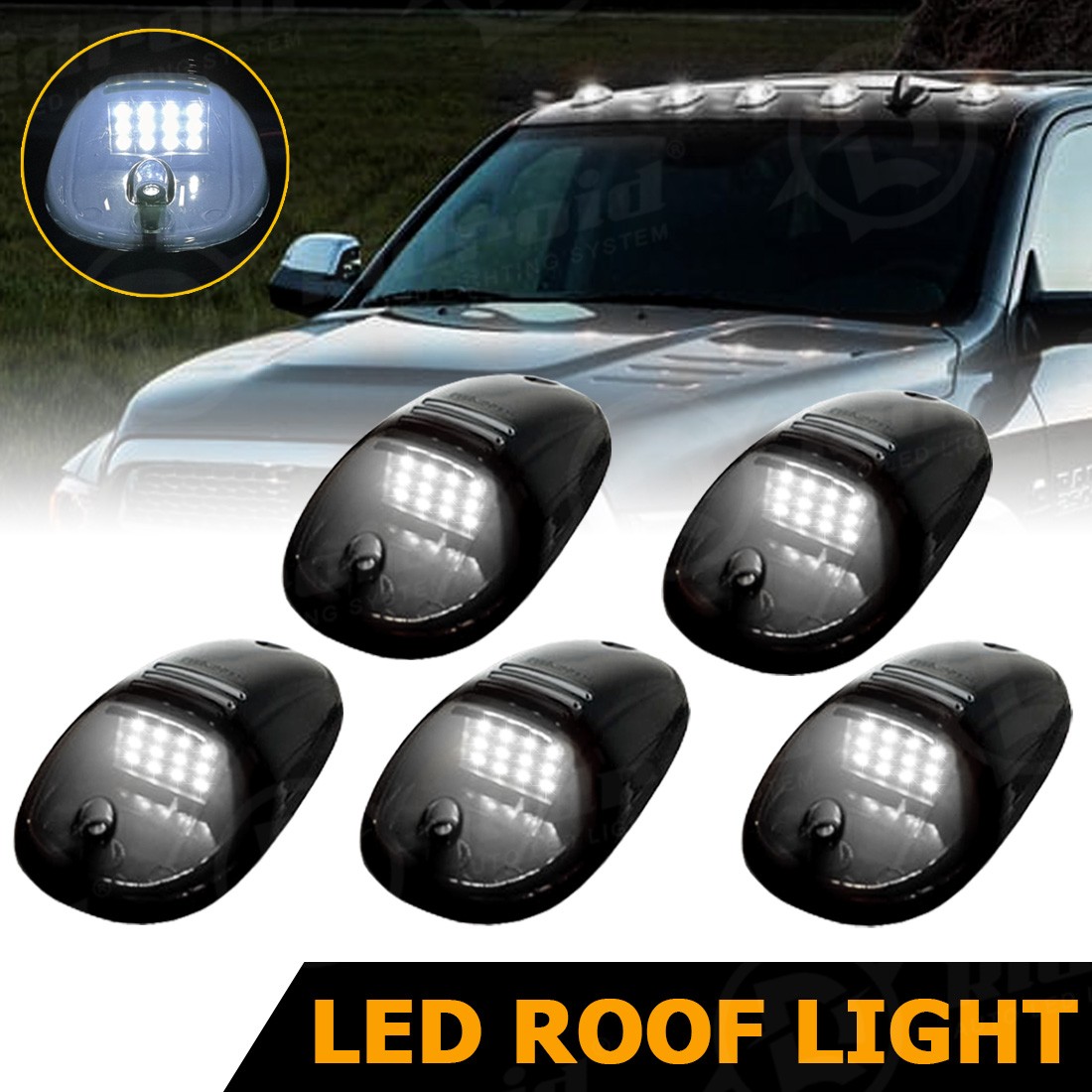5pcs LED Cab Roof Marker Running Light For 03-18 Dodge Ram 1500 2500 3500 Truck
