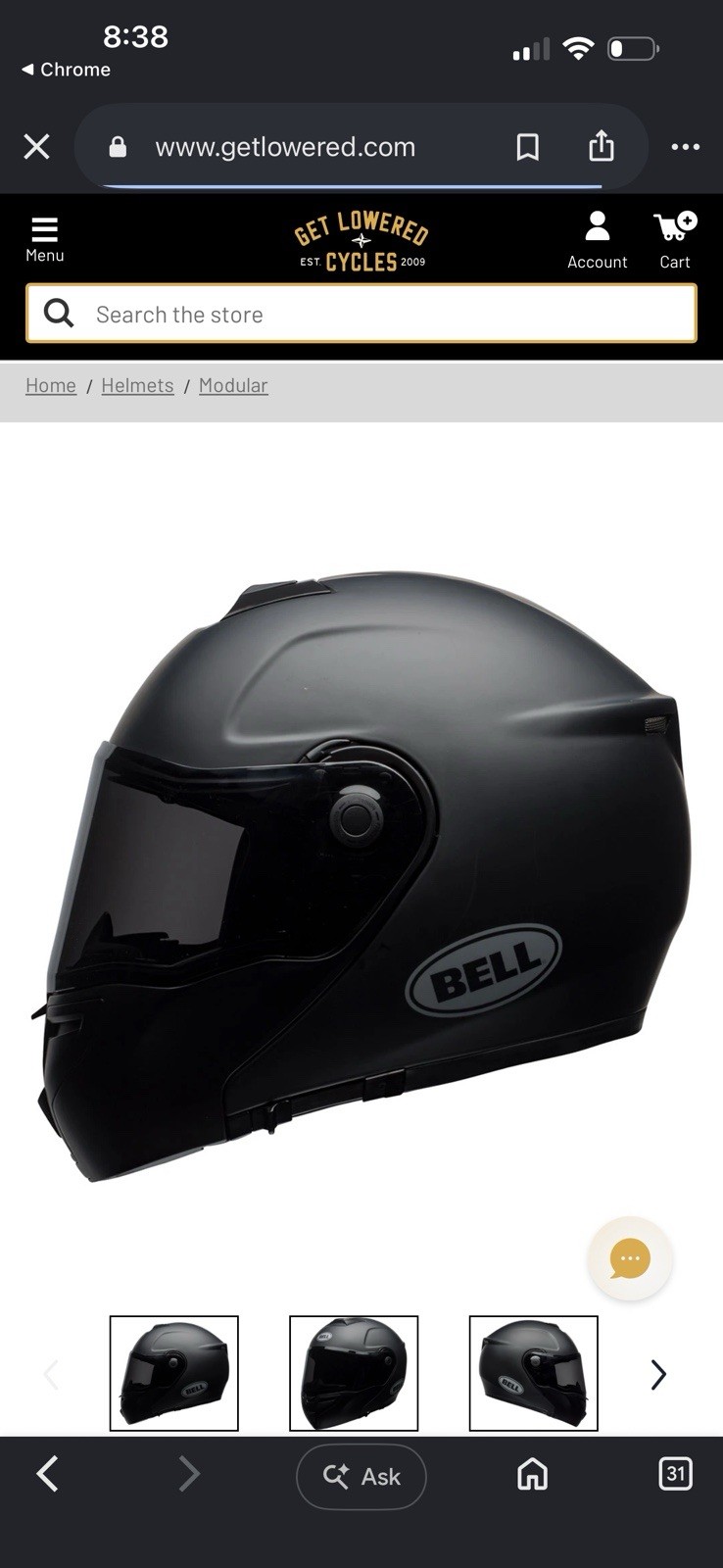 Bell SRT Modular Helmet - Matte Black Small Bell SRT Modular Helmet - Matte Black Small