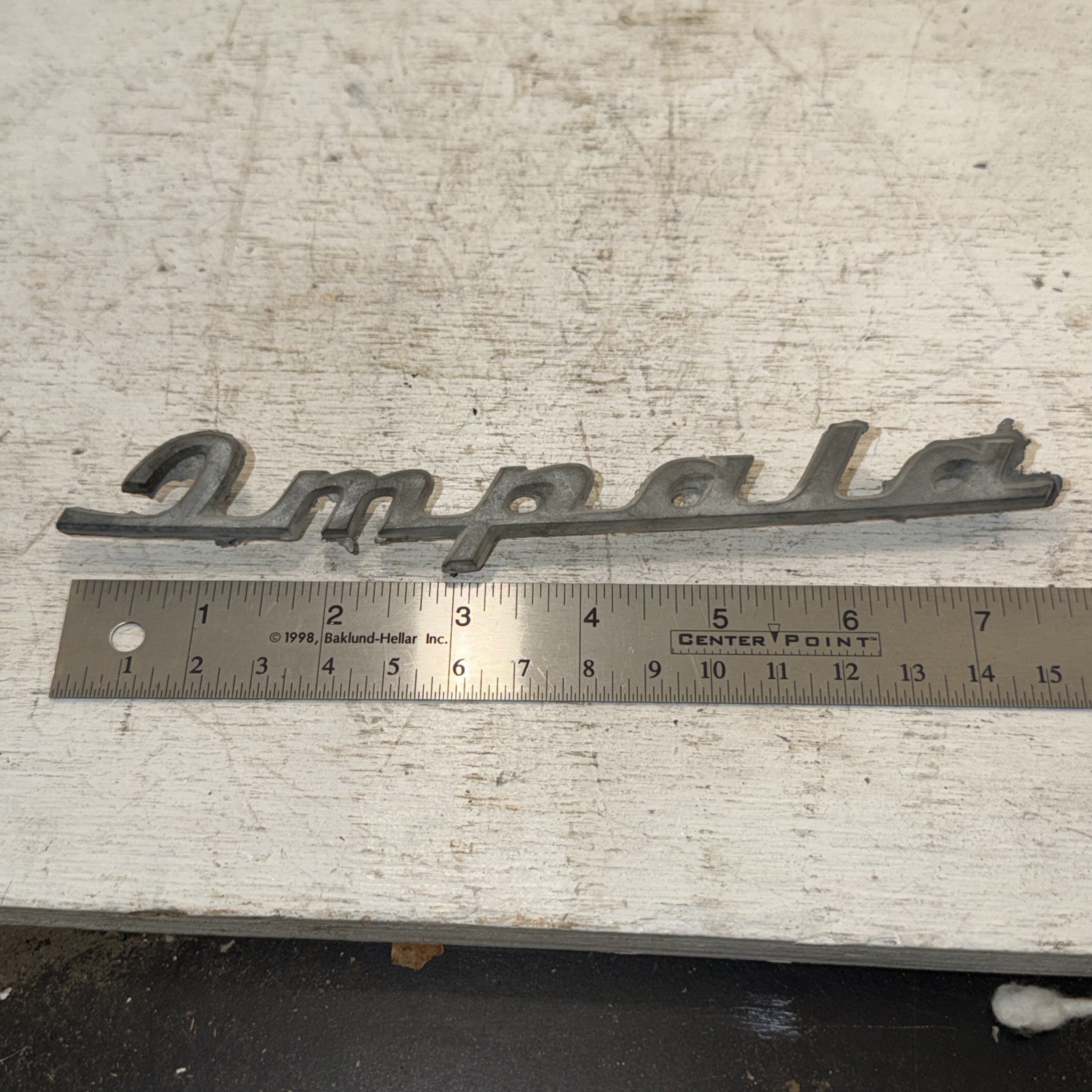 New Vintage OEM 1960 Chevy Impala Quarter Panel Script Name Plate Emblem NOS New Vintage OEM 1960 Chevy Impala Quarter Panel Script Name Plate Emblem NOS