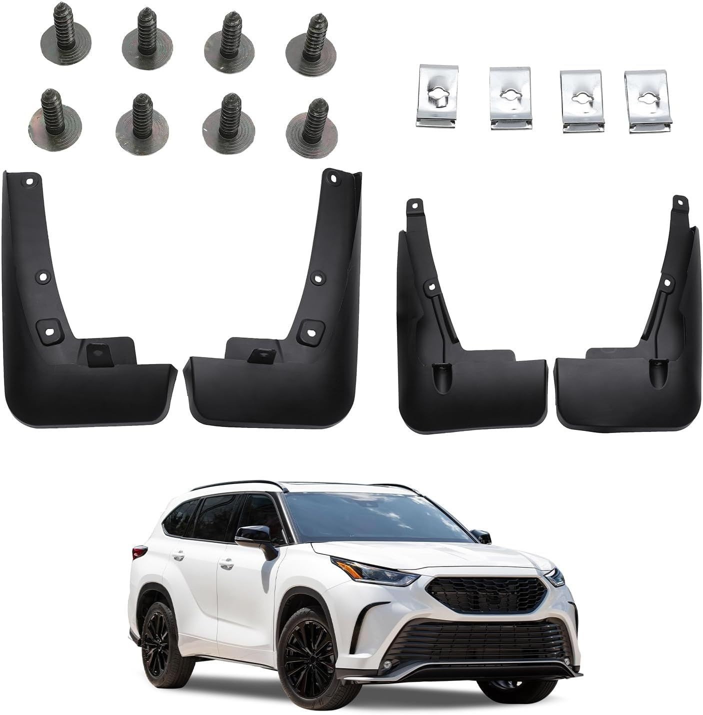 4 Pack Mud Flaps for 2020-2023 Toyota Highlander Front & Rear Guards