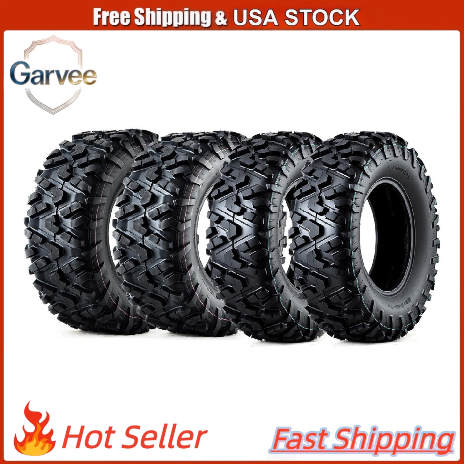 29x9-14 Front & 29x11-14 Rear ATV/UTV Tires, 4 PCS, 6 Ply Tubeless, All Terrain