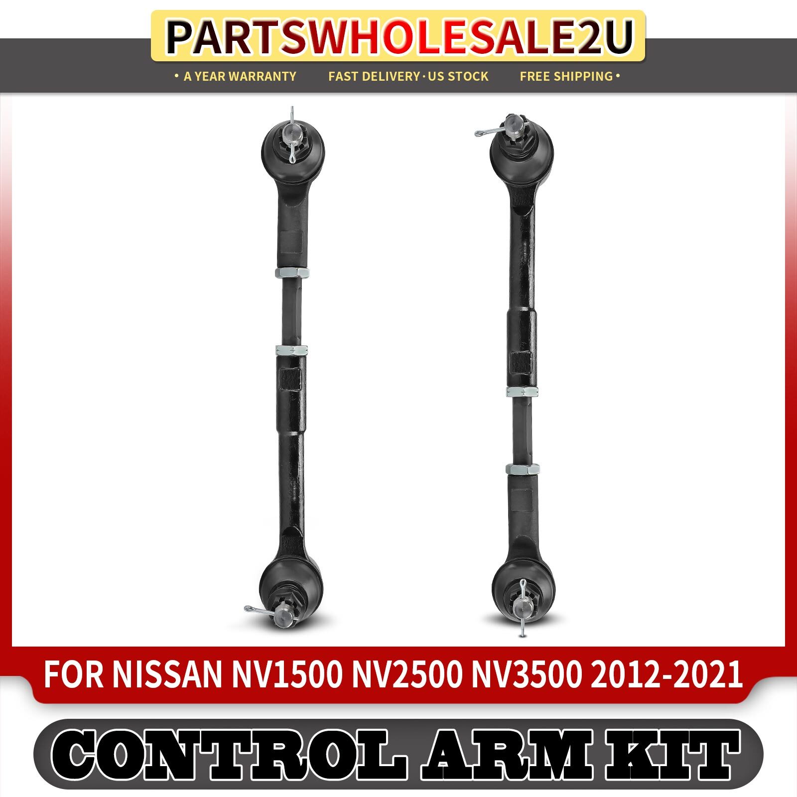 2x Inner & Outer Side Tie Rod End for Nissan NV1500 2012-2021 NV2500 TITAN XD