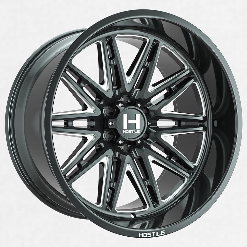 20x12 Hostile H126 Maniac Blade Cut (Gloss Black & Milled) Wheel 6x5.5 (-44mm)