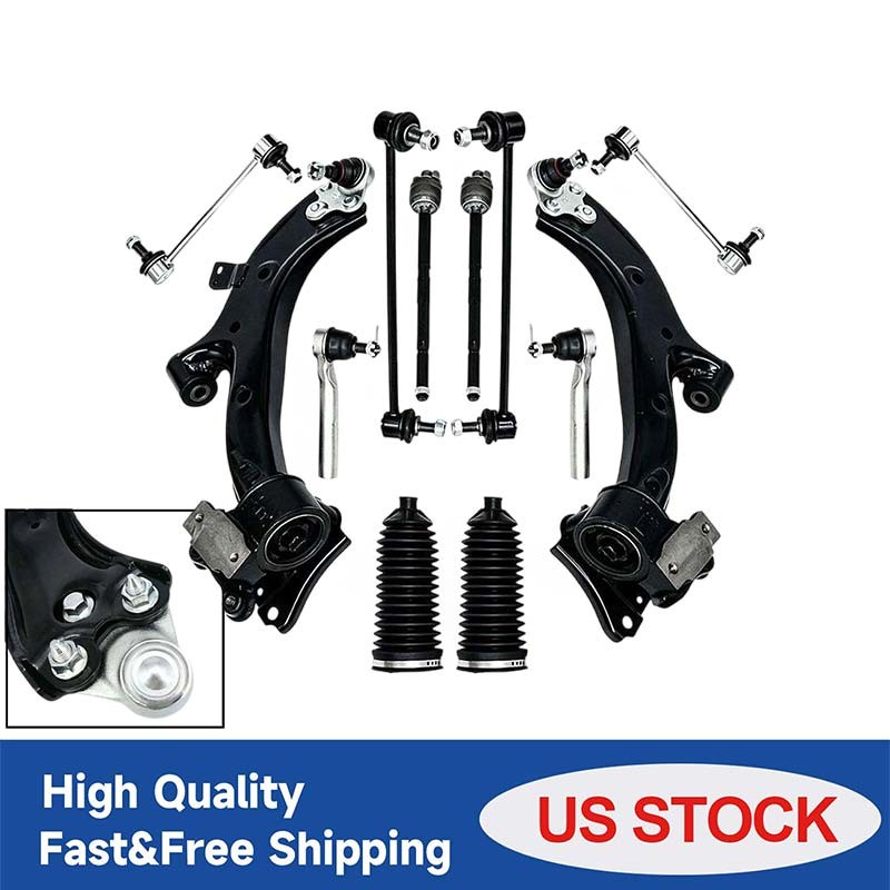12Pcs Front Lower Control Arms w/Sway Bar Tie Rod Fits For 13-18 Acura RDX