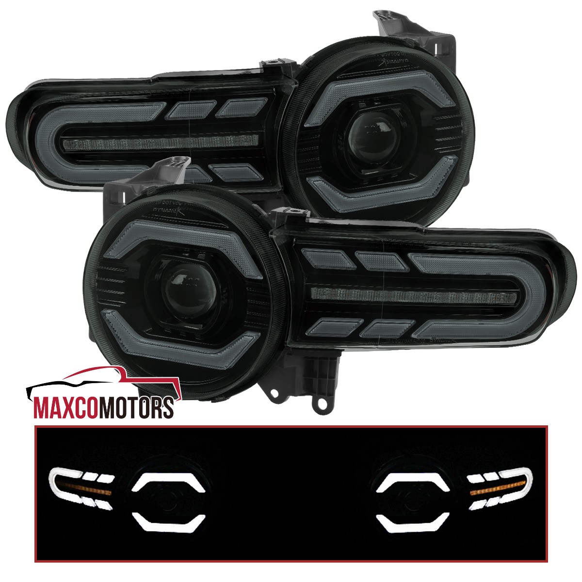 Black Smoke Projector Headlights Fits 2007-2014 FJ Cruiser LED Sequential Signal Black Smoke Projector Headlights Fits 2007-2014 FJ Cruiser LED Sequential Signal