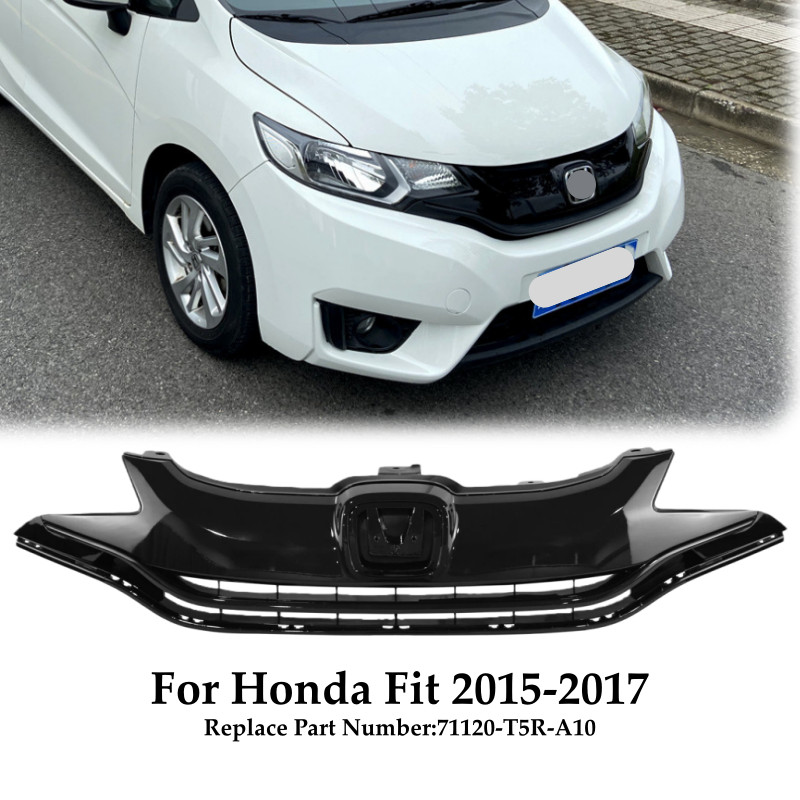 For Honda Fit 2015-2017 Front Upper Bumper Grille Painted Black Mesh 71120T5RA10