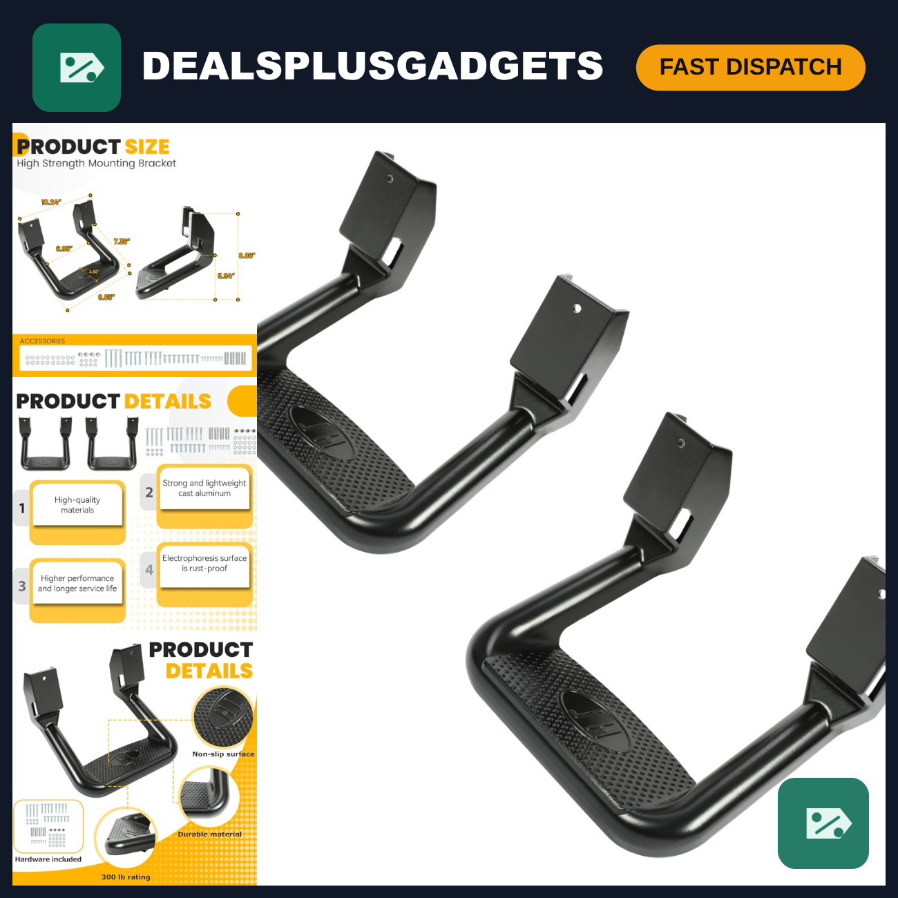 300LB Load Step Rails for Trucks & Jeep | Heavy-Duty Steps, Easy Install