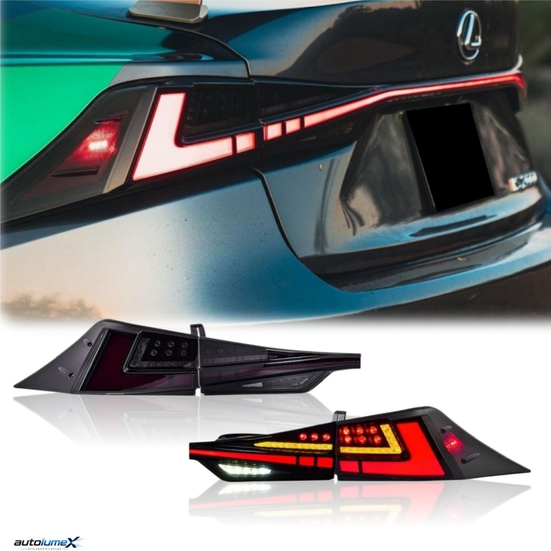 LED Taillights For 2014-2020 Lexus IS250 IS300 IS350 ISF Smoke W/ Middle Light